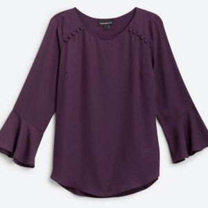 Dondria Mixed Material Bell Sleeve Blouse